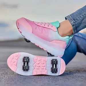 ANEFUN Roller Skate Shoes for Girls Boys Kids Detachable Sneakers with Wheels Fashion Wheeled Shoe