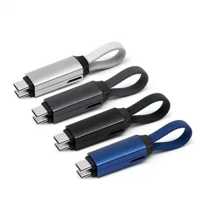 Rolling Square 60W 3 in 1 Keychain USB C Charger Cable, iOS and Micro-USB Cord for Smartphones, Portable Fast Charging Data Sync Cable with Universal Compatibility for Mobile Devices and Tablets