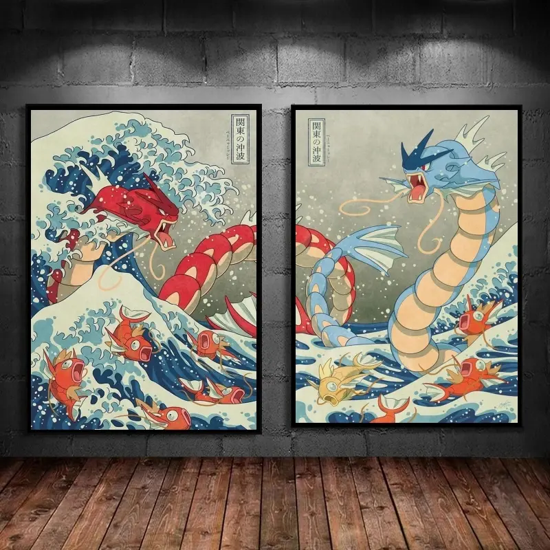 [Sale off up to 55%][Free Ship] Hot Selling, Pokemon Gyarados, Classic Anime Posters, Canvas Wall Art, Modern Home, Living Room Decoration, Paintings, Friends Gifts