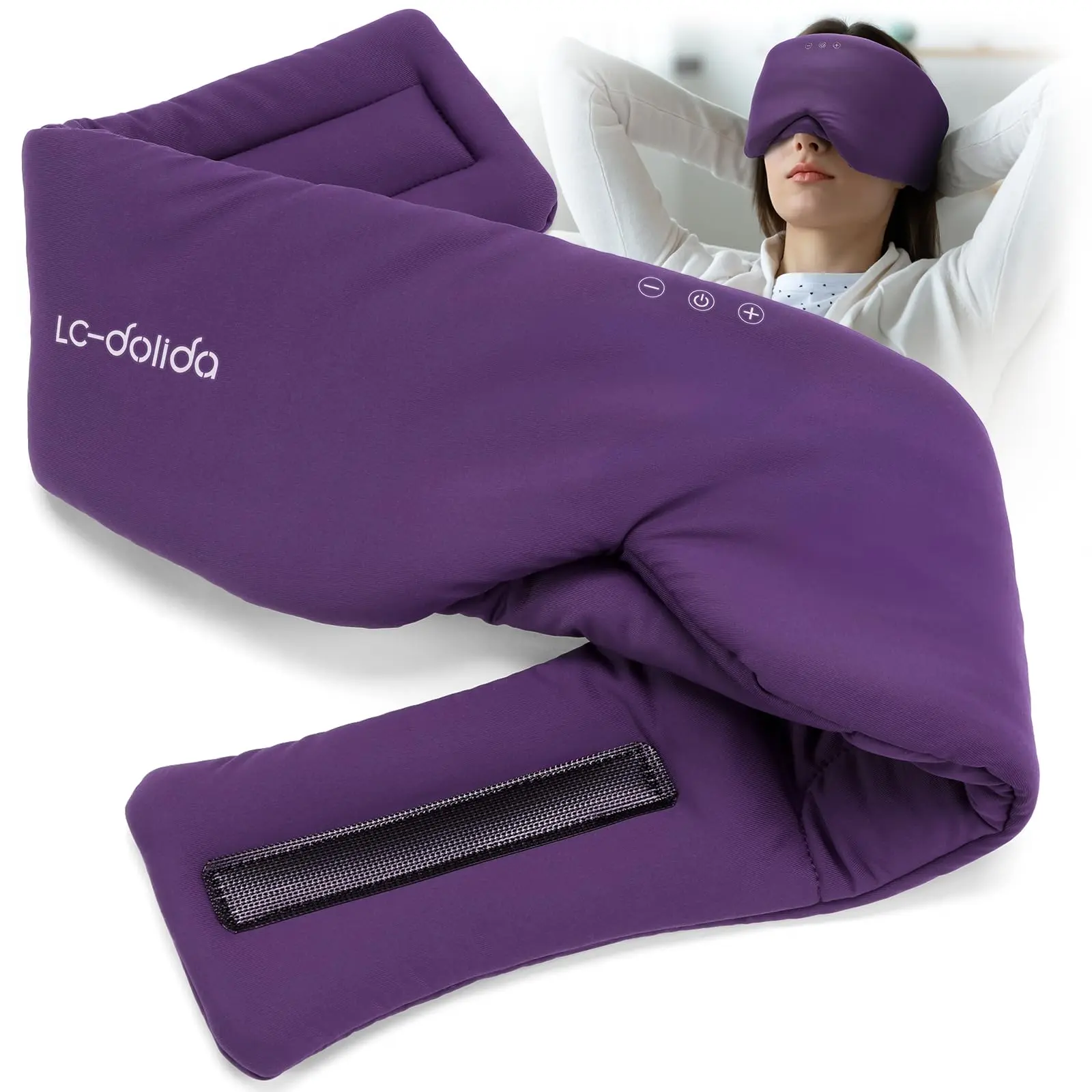LC-dolida Bluetooth 5.4 Headband Sleeping Mask with Earpads - Ice Fiber Cooling Tech, HD Stereo Sound, 100% Light Blocking, Adjustable Fit for Side Sleepers, 10H Playtime, USB-C Fast Charge, Smart Mask, Sleep Aid Product, Portable Design, Sleeping Eye Mas