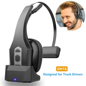 Over-Ear Trucker Bluetooth Headset with Dual Noise Cancelling Mic, Mute Button, 60Hrs Battery, Adjustable Fit - Wireless Headphones for Truck Drivers, Outdoor Use, Cell Phones, PCs