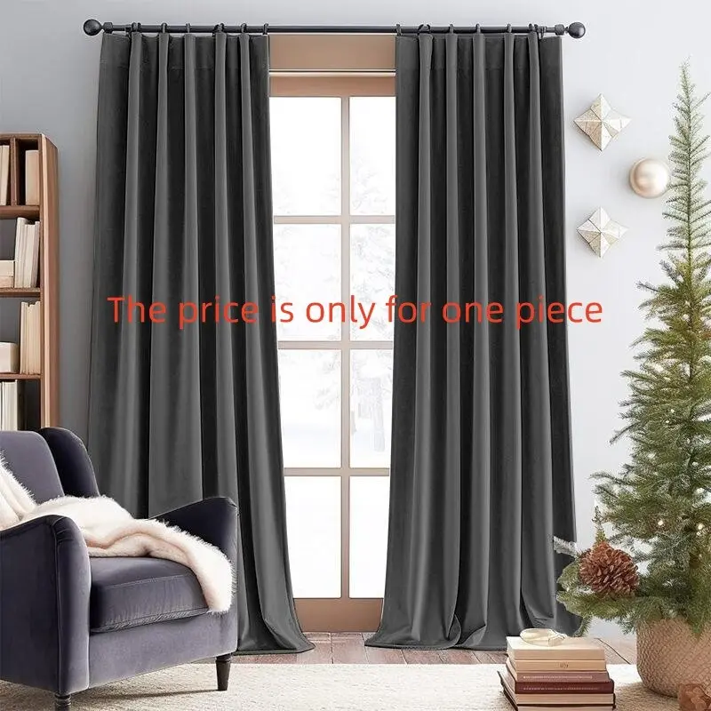 1PC Modern Simple Blackout Curtains, Heavy Curtain, Window Drapes, Blackout Window Cover, Thick Velvet French Vintage Style, Fall Winter Bedroom & Living Room Ring Design, Insulation Rod Processing Home Textile