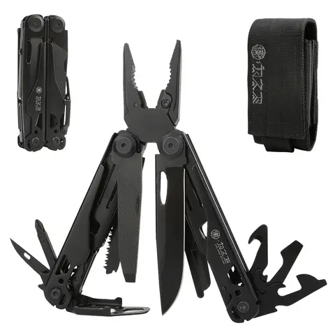 Xhandle MT-02 19-in-1 Multifunctional Toolkit - 440A Steel Portable Pocket Tool with Edge, Scissors, Saw, Hex & Flat Bits, Ruler, Bottle & Can Openers, Wire Stripper, Pocket-Clip Carry - for Camping, Survival Supplies