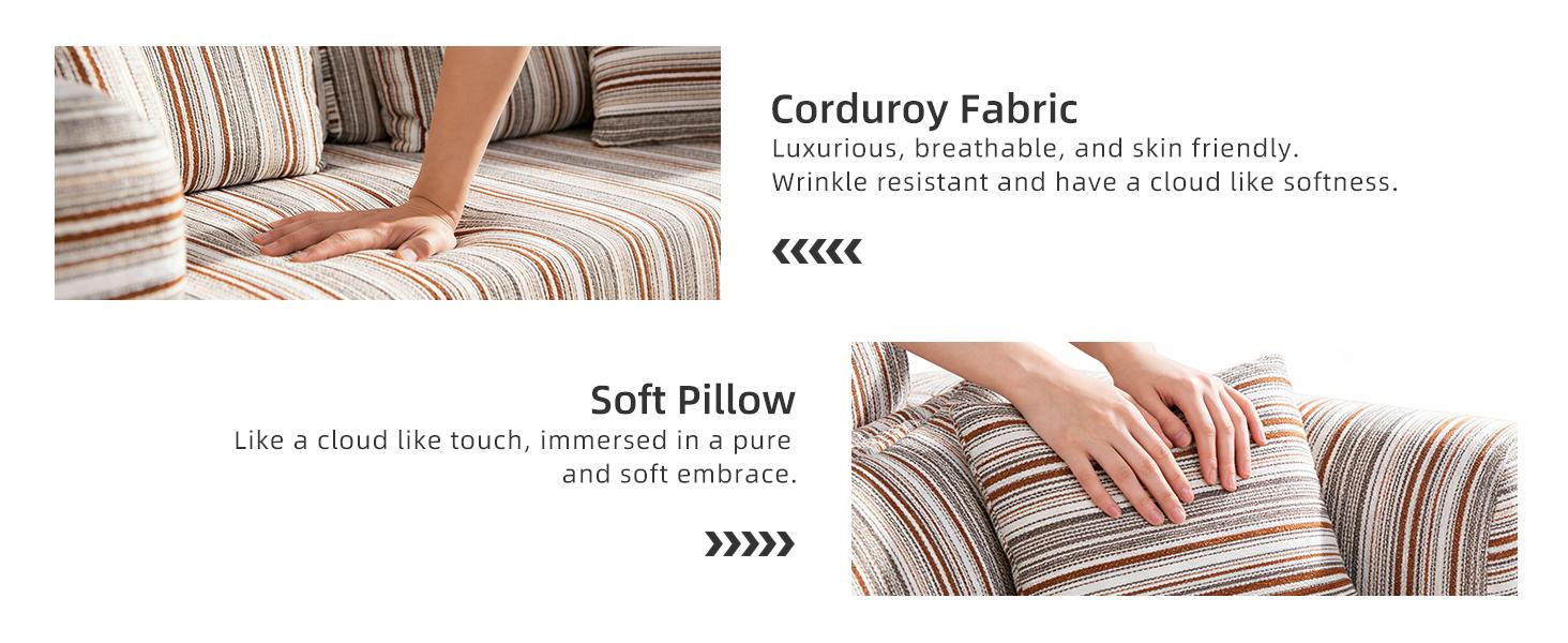 79'' Upgrade High Backrest Sofa Bed with Fixed Frame, Removable Armrests & Backrest, Corduroy Fabric Convertible Couch for Small Spaces, No Assembly Needed