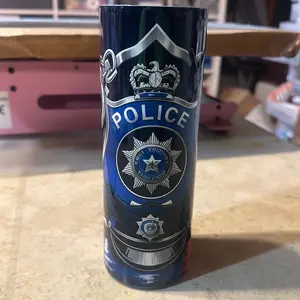 Police Tumbler Drinkwear - Blue Police Logo Design, Durable and Reusable, Perfect for Police Officers and Fans