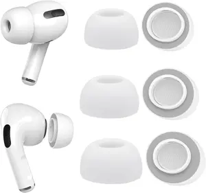 Memory Foam Ear Tips for AirPods Pro & Pro 2 Silicone Shield 3 Pairs Replacement Tips Grey S M L Soft Comfortable Fit