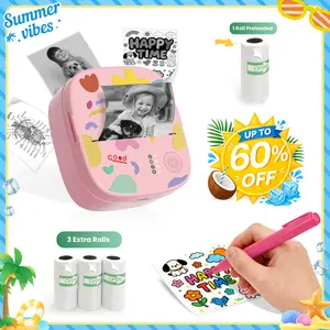 [Promoción]Mini impresora térmica de bolsillo con Bluetooth Incluye 3 rollos de etiquetas Impresora compacta sin tinta para fotos, apuntes de estudio, listas, recordatorios y diarios El regalo de cumpleaños ideal para niños y niñas Summervibes