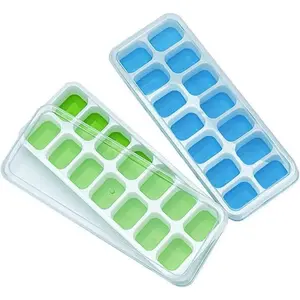 Trays,  Easy-Release and Flexible 14-Ice Trays with Spill-Resistant Removable Lid, , Durable and Dishwasher Safe, 2 Pack