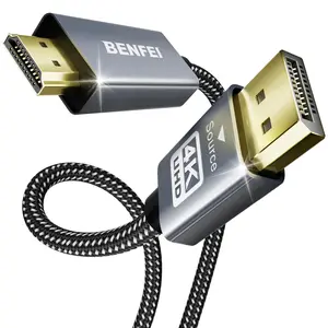 BENFEI 4K DisplayPort to HDMI 6 Feet Cable[Aluminum Shell, Nylon Braided], Uni-Direction DP 1.2 Computer to HDMI 1.4 Screen Cable Compatible with HP, ThinkPad, AMD, NVIDIA, Desktop and More