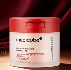 Medicube Red Succinic Acid Panthenol Exfoliating Toner Pads Pack (70 Sheets) - AHA/BHA, Niacinamide (Vitamin B3), Salicylic Acid, Gentle Peeling, Daily Anti-Acne, Non-Comedogenic Korean Skincare for Oily Acne-Prone Skin - Minimizes Pores, Calms Redness