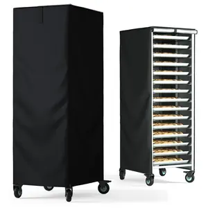 Bread Rack Cover,23Lx28Wx64H in Pan Rack Cover, Bread Rack dust Cover with Zipper, high Density Waterproof Oxford Cloth Material (Black, 23" L x 28" W x 64" H)