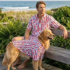 Family Pet Shirt Hawaii Style, Suitable for Small Medium Large Dogs, Summer Clothing for Pets, Comfortable and Stylish Dog Shirts autical style. Pet clothing, sizes S–6XL, suitable for summer beachwear.