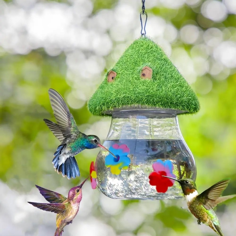 Hanging Hummingbird Feeders with Mushrooms Wind Chimes ,Outdoor Bird Feeding Station for Garden Backyard Decor,Mushroom Design, Ideal for Garden & Backyard Decoration, Attractive Wildlife-Friendly Accessory, Bird Supplies