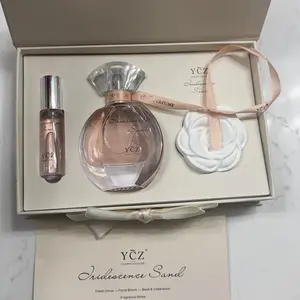 YCZ Golden Sands Perfume Gift Set - 3-Piece Floral Oriental Fragrance with 50ml & 15ml Perfumes, Camellia Diffuser Stone, Elegant Gift Box for gift box, perfect for lover, girlfriend & mother.#Summervibes