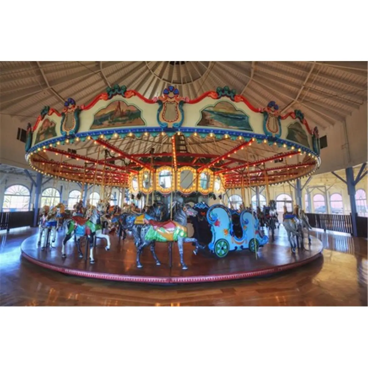 212 MAIN 18x12 in Artistic Loof Hippodrome Carousel Photo Poster Print by Richard Maschmeyer - 45 Hand-Carved Horses, 1916-Built, Santa-Theme Room Decor, Ideal Gift