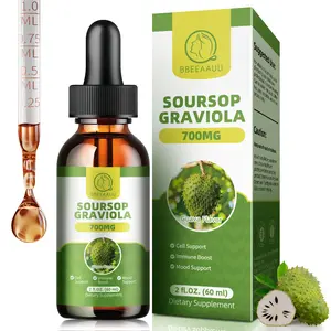 Soursop Liquid Drops, Multivitamin, 60ml, 2 Fl Oz, Bitters Liquid, Organic Soursop Leaf Extract Soursop Oil, Dietary Fiber Healthcare Supplement