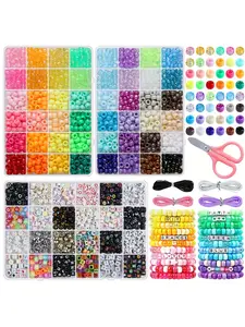 Jewerly Making Kits, About 1860pcs/About 535pcs/About 365pcs, 48 Color Pony Rainbow Kandy Beads, Plastic Beads and Letter Beads Bracelet Making Kit, Letter Bead Bracelet Jewelry Making with Elastic Thread for Beginners Suitable for Wiring