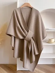 Women's Fall Winter Fashion Solid Color Shawl, Warm Comfortable Scarf, Casual Multifunctional Wrap for Autumn/winter Decor, Trendy Solid Shawl