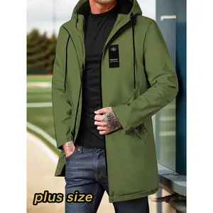 Men's Loose-Fit Lightweight Hooded Long-Sleeve Jacket with Pocket - Casual Plus-Size Outerwear for Spring, Autumn Daily Wear
