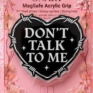 Dont Talk To Me Phone Grip Black Barbed Wire Heart Acrylic MagSafe Holder Cute Pastel Goth Phone Stand Introvert Slogan Gift Kindle eReader Accessory