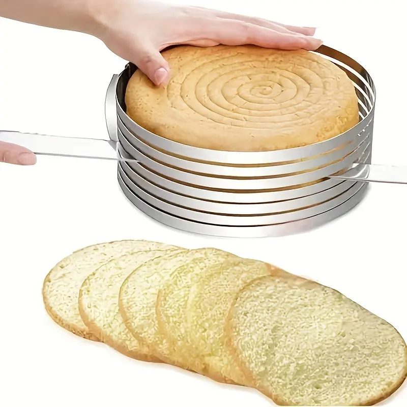 Adjustable Cake Leveler Set, Stainless Steel Layer Cake Cutting Tool, Bakeware, Baking Accessories, Baking Utensils, Baking Supplies, Baking Tools, Fits 6-8 Inch Cakes, Spring Molds, Mousse Rings, Dishwasher Safe