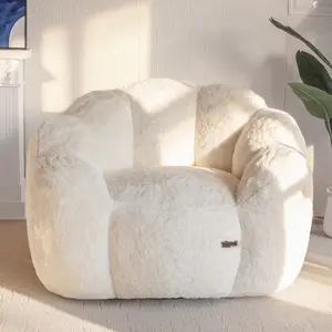 MAXYOYO Floral Faux Fur Floor Sofa Chair - Ultra Soft Pink Lounge Chair for Living Room & Bedroom