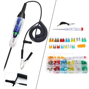 Automotive Test Light 3-60V DC Digital LED Ciruit Tester Auto Bidirectional  Tester with Voltmeter and 220 count Fuse Assortment Kit Assorted Replacement   Standard & Mini