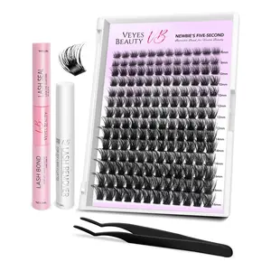 VEYESBEAUTY VB-Siren Cluster Lashes Individual Lash Extensions Layered Wispy Faux Mink Lash Newbie's Five-Second DIY Mixed Length for Self Application Makeup at Home Cosmetic Eyelashes Extensions