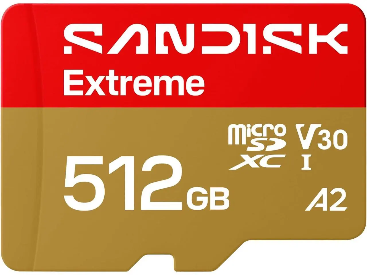 SANDISK 512GB Extreme microSD UHS-I Card - Up to 245MB/s Read Speed and 170MB/s Write Speed, 5.3K Video, 4K UHD Video, high-Performance for Action cams, Drones, Android Devices - SDSQXH9-512G-GZ6MA