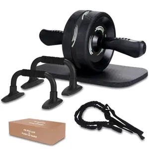 AB Roller Wheel, 10-In-1 Ab Exercise Wheels Kit with Resistance Bands, Knee Mat, Jump Rope, Push-Up Bar - Home Gym Equipment for Men Women Core Strength & Abdominal Exercise