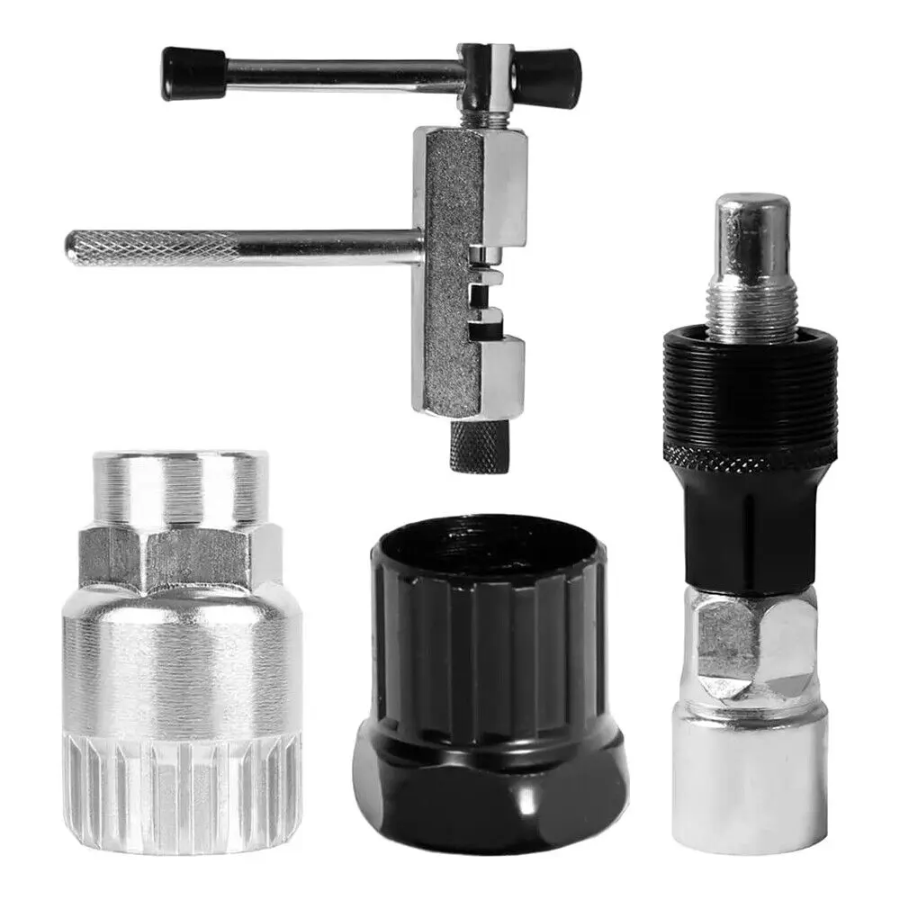 High-Hardness 4-Piece Carbon Steel Bicycle Repair Kit - 20-Tooth Cartridge, 9.5mm Head Diameter Compatible Tools for Crank, Bottom Bracket, Chain, Freewheel Tasks - Professional Multifunction Set for MTB Maintenance, Road Biking, 20-Tooth Set, Bike Tools,