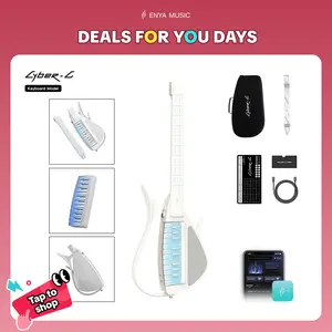 【Music Is Free】Enya CYBER-G Stringless Smart Guitar Portable Foldable Travel Guitar with App-Controlled Chords, Hundreds of Instrument Sounds, Built-In Speaker & Drum Machine, Quick-Learn for Adults/Guitar Beginners