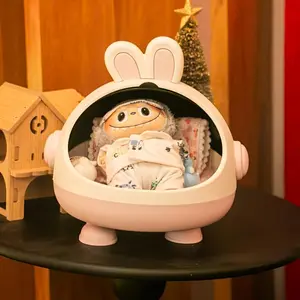 Cute Rabbit Design Space Capsule Display Box, Desktop Ornament, Desktop Storage Organizer, Home Organizer for Living Room Bedroom Office Car