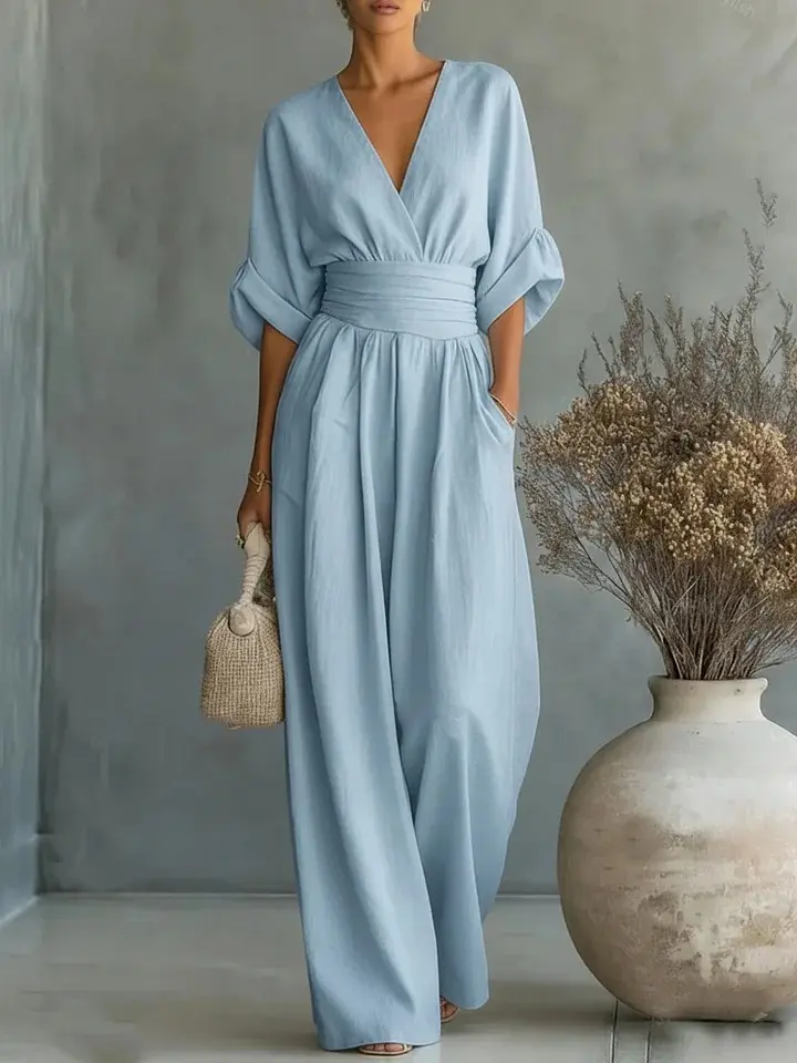 Women's Suits & Sets - Elegant A-Line Waist-Slimming V-Neck Big-Sized 1-Piece Pants, Autumn Bell-Bottom Wide-Leg Skirt, Striped Sleeve Shorts, Strappy Sweat, Oversized Lounge Tracksuits, Quick-Drying 2-Piece Sports Set, Rompers (Back-to-School, Nightclub)