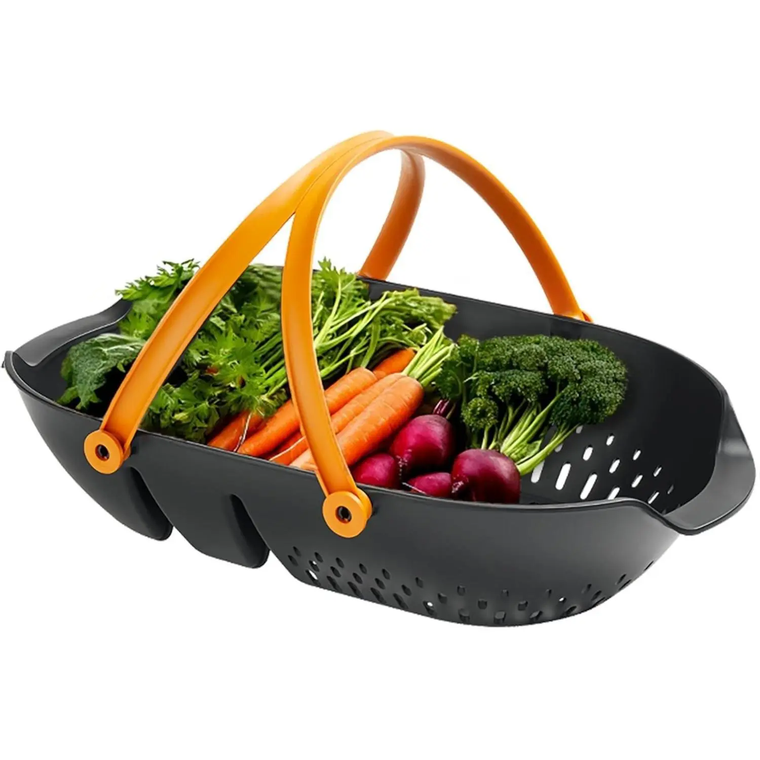 Garden Harvest Basket with Tool Caddy – Dual-Purpose Colander for Washing Vegetables & Fruits – Essential Gardening Accessory