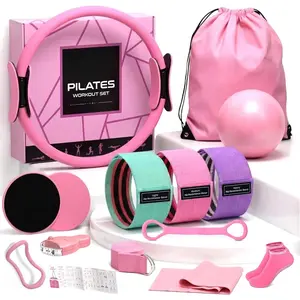 Pilates Kit for  Workouts, Pilates Equipment Set for Women with 14.5" Magic Circle Pilates Ring and Ball, Resistance Bands, Sliders, Yoga Strap & Socks,  Pilates Workout Kit & Accessories