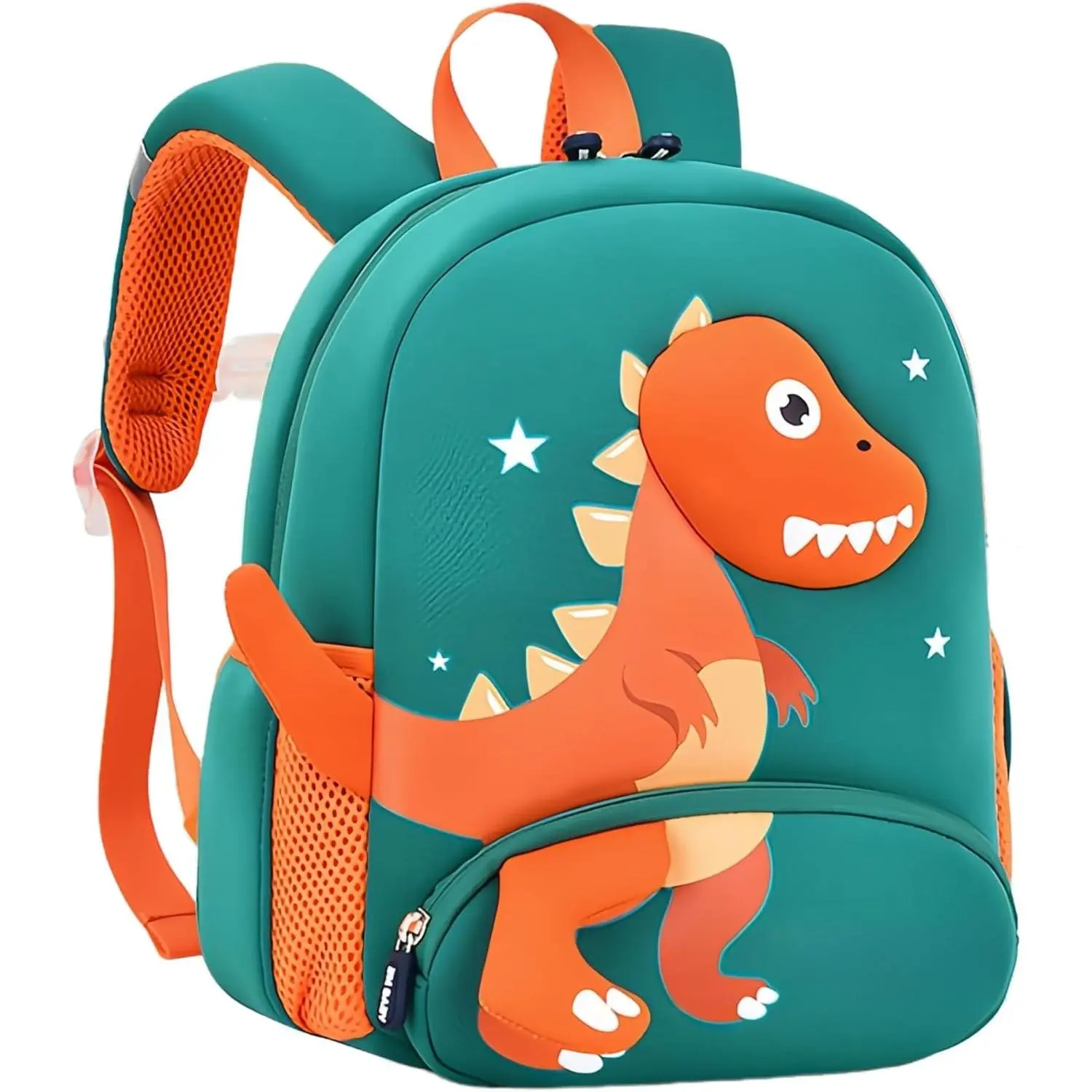 X-CBP23  Dinosaur Anti-lost Backpack for Toddler Boys,Kids Bookbag for Preschool Boys Backpack, Fit A4 Folder, 02-Green+Orange
