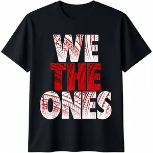 Men's Minimalist Cotton Short-Sleeve Round Neck T-Shirt - Chic Gradient Tie-Dye Graphic, "WE THE ONES" Slogan, Bloodline Tribal Design, Casual Streetwear Top, Tshirt