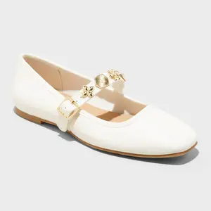 Women's Rebecca Embellished Strap Mary Jane Flats with Memory Foam Insole - A New Day