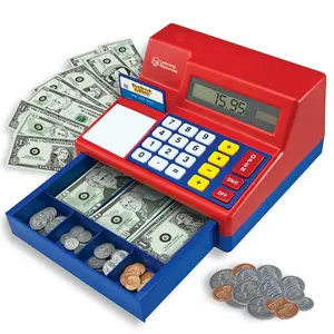 Learning Resources Pretend & Play Calculator Cash Register Toy - Gift for Kids, Toddler Toys, Play Money & Credit Card, Shopping Store Playset, Educational Preschool Activities