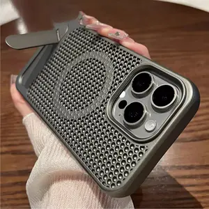 Magnetic Invisible Stand Phone Case for iPhone 17/16/15/14/13 Pro Max, Shockproof Design with Airflow & Heat Dissipation, Wireless Charging Support, Magnetic Cover