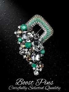 Vintage Multicolor Crystal Belt Buckle Brooch Pin, Shiny Rhinestone Statement Brooch, Elegant Alloy Fashion Jewelry, Perfect Gift for Women