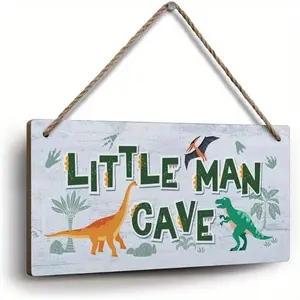 Dinosaur Room Decor for Boys' Bedroom, Prehistoric Themed Wall Hanging Sign, Easy to Hang Dino Art for Kids Playroom, Dinosaur Cave Wall Decor, Hangable Room Decor, Decorative Hanging Piece (11.8x5.9 Inches)