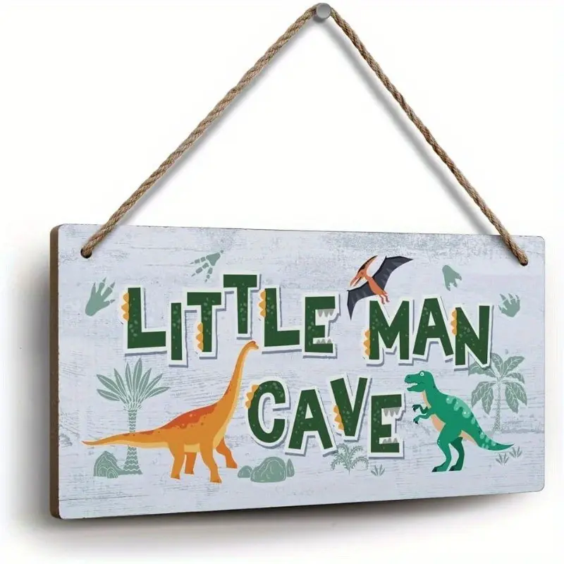 Dinosaur Room Decor for Boys' Bedroom, Prehistoric Themed Wall Hanging Sign, Easy to Hang Dino Art for Kids Playroom, Dinosaur Cave Wall Decor, Hangable Room Decor, Decorative Hanging Piece, Room Decorations, Decoration Items (11.8x5.9 Inches)