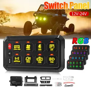 8 Gang LED Switch Panel Kit with Auto-Dimming IGBT Technology 60A 12V/24V Universal Waterproof Control Box for ATV UTV Truck Jeep Boat RV