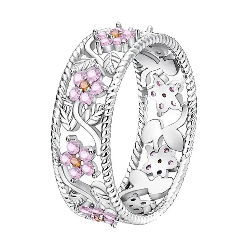 Fairycore Dainty Floral Vine Ring - 925 Silver-plated Whimsical Botanical Jewelry, Cottagecore Gift for Her