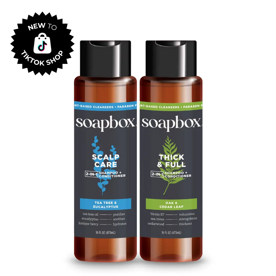 Soapbox 2-in-1 Shampoo & Conditioner Bundles - Hydrate, Strengthen & Volumize Hair - Paraben-Free, Vegan, Sulfate-Free, Color Safe, For All Hair Types Anti Dandruff Cleanser Natural  Men's Hair care