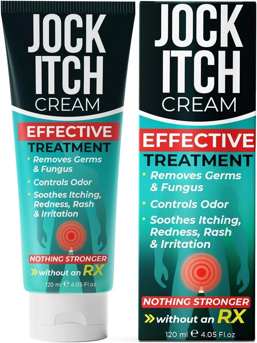 Jock Itch Cream | Extra Strength Antifungal Cream for Groin & Inner Thighs | Helps Relieve Itchy Skin, Jock Itch, Ringworm, Athlete's Foot & Nail Fungus | Helps Control Odor | 120 mL