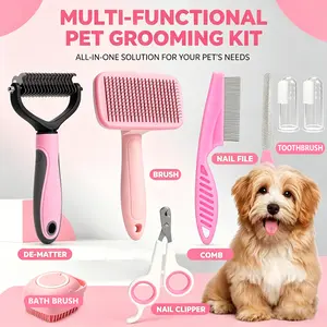 8-in-1  Pet Grooming Kit - Dog & Cat Brush Set with Dematting Comb, Slicker Brush, Nail Clipper & Trimmer - Removes Tangles, Shedding Hair, Dirt & Mats,Your Pet’s Coat Tangle-Free & Shiny, Stress-Free Dog Cat Grooming,Pet Products, Cat Stuff, Dog Stuff,