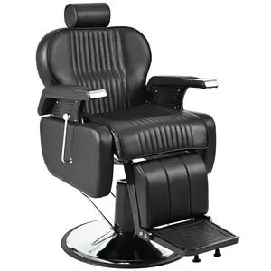 Toauuo 440LBS Heavy Duty Reclining Barber Chair, 360° Swivel Hydraulic Height Adjustable Salon Chair, 135° Recline Styling Chair with Adjustable Headrest for Barber Shop Spa Tattoo